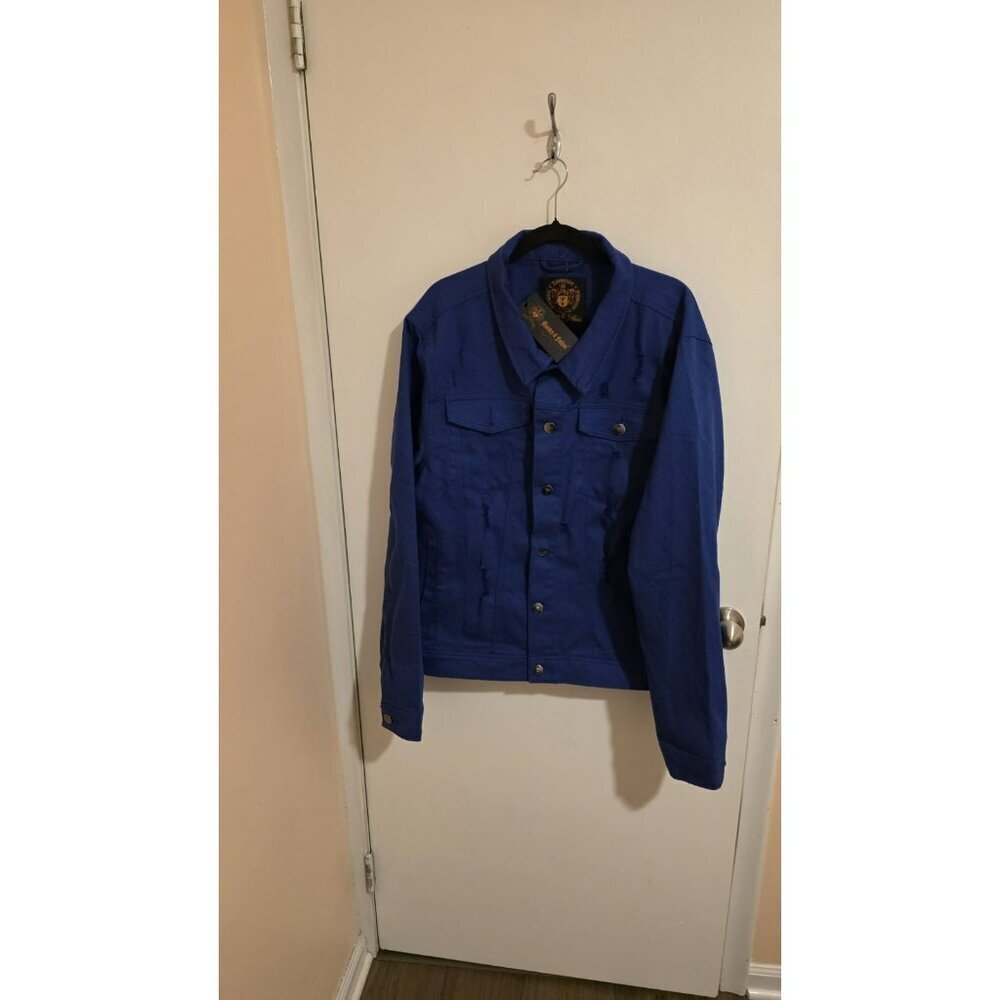 Ministry of Fashion Jean Jacket Womens Plus Size 2X Distress Moto Fall Blue NWT